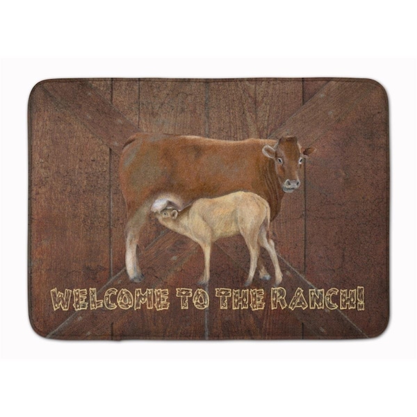 Carolines Treasures Welcome to the Ranch with Cow and Baby Machine Washable Memory Foam Mat SB3084RUG - main